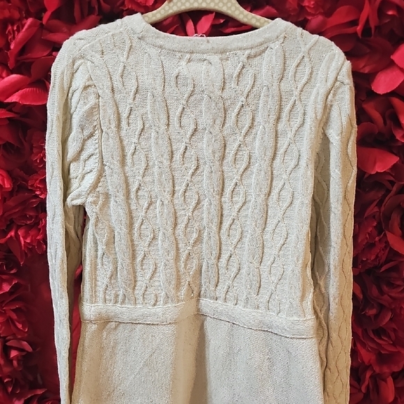 Catherine Malandrino NWT Cream Cable Knit Dress with Bow Accents Size 5/6 - Picture 8 of 10